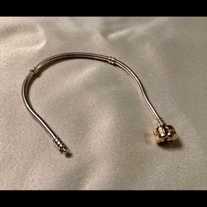 Pandora Silver bracelet with gold clasp